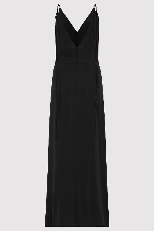 Gathered Tie Dress - Black