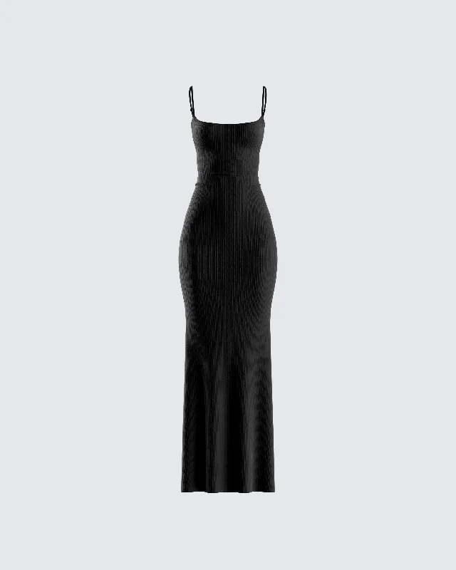 Georgie Black Rib Maxi Dress