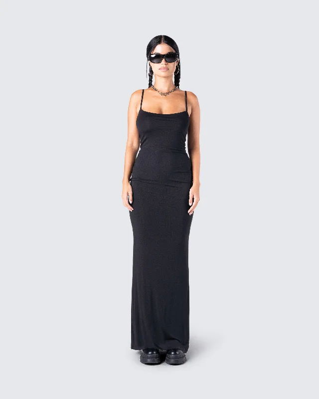 Georgie Black Rib Maxi Dress