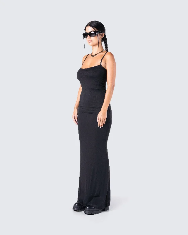 Georgie Black Rib Maxi Dress