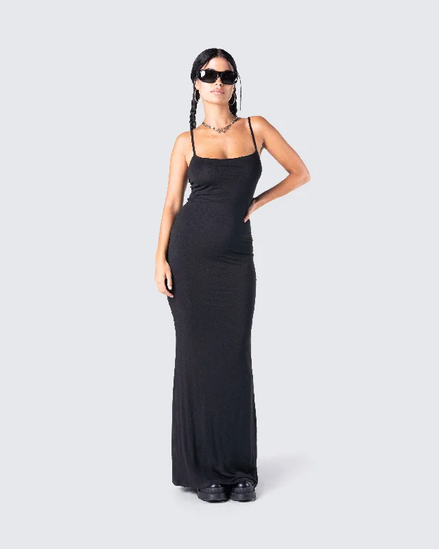 Georgie Black Rib Maxi Dress