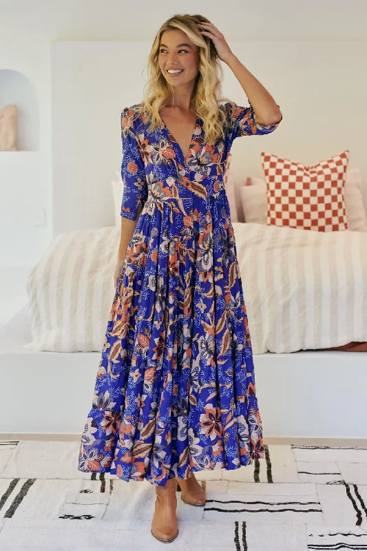 Jaase Santiago Print Berry Maxi Dress