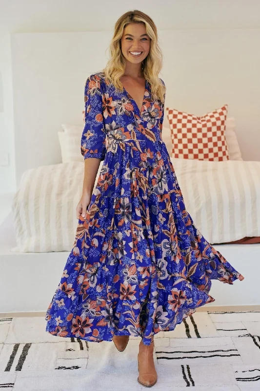 Jaase Santiago Print Berry Maxi Dress