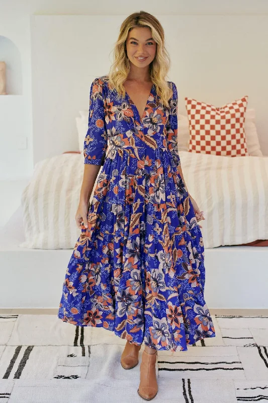 Jaase Santiago Print Berry Maxi Dress