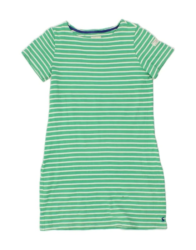 JOULES Womens T-Shirt Dress UK 14 Medium Green Striped Cotton