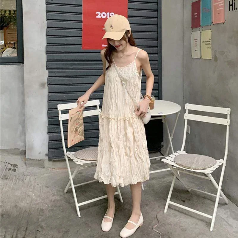 Kawaii Draped Mid-length Slip Dress