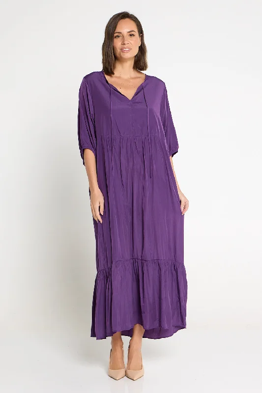 Kinsley Cotton Blend Dress - Purple