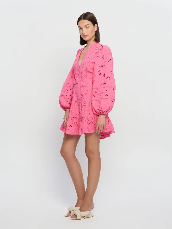 Kivari - Corfu Mini Dress in Pink Embroidery