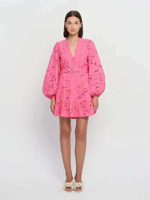 Kivari - Corfu Mini Dress in Pink Embroidery