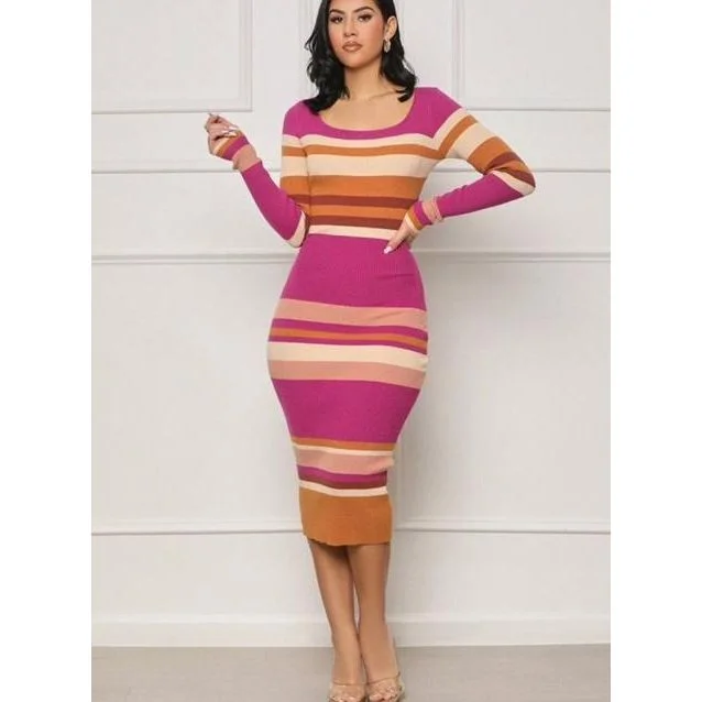 Knitted Round Neck Bodycon Dress