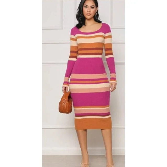 Knitted Round Neck Bodycon Dress