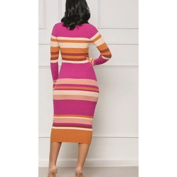 Knitted Round Neck Bodycon Dress