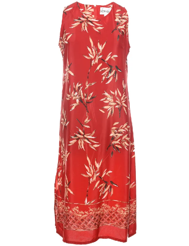 Leafy Print Dress - L