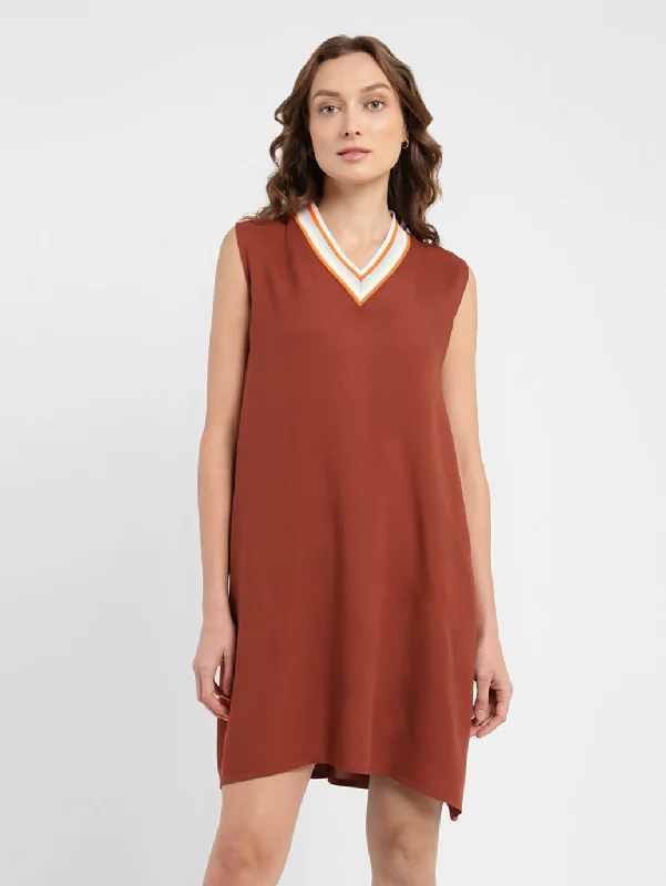 Women's Solid Round Neck Dress