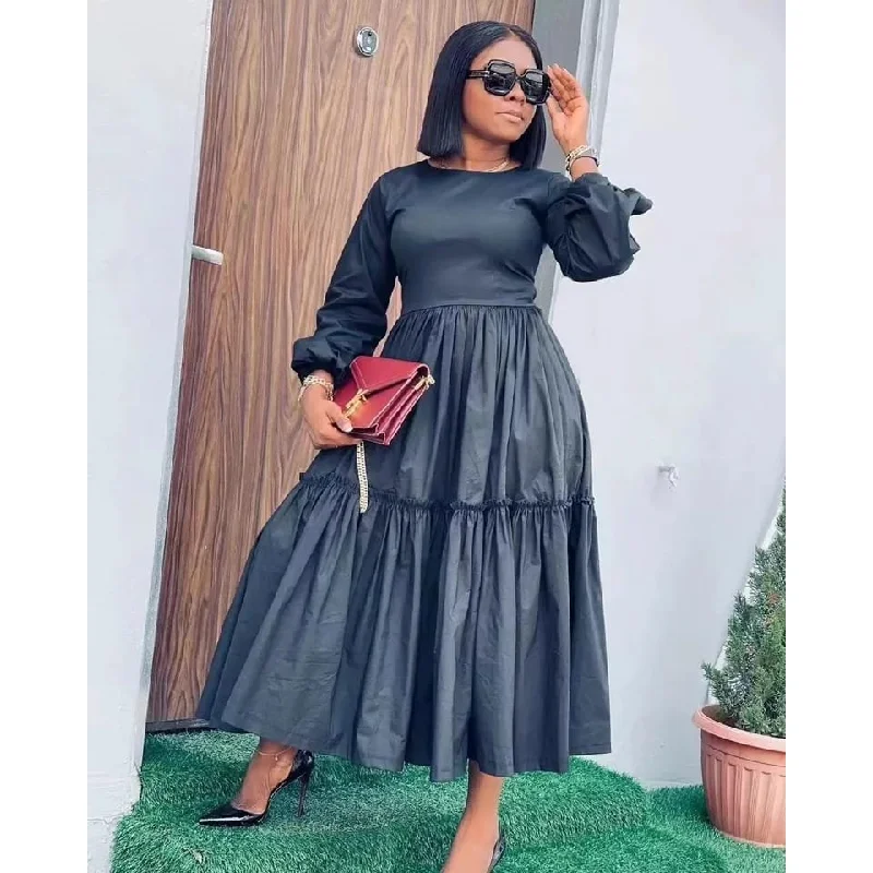 Long Sleeve Ruffle Plus Size Dress