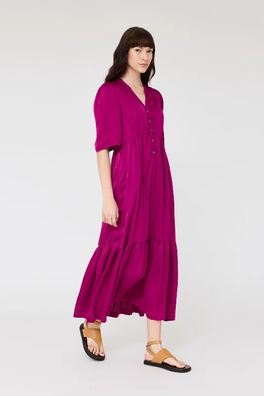 Pebble Satin Magenta Perfect Dress