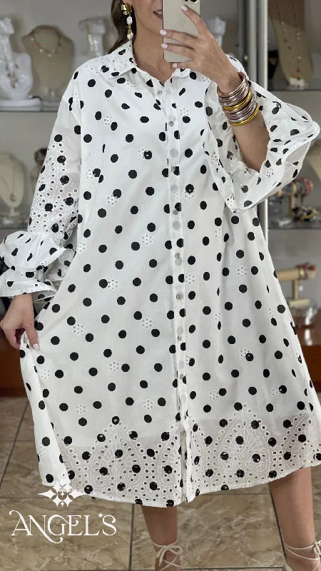 Midi Polka OS Dress