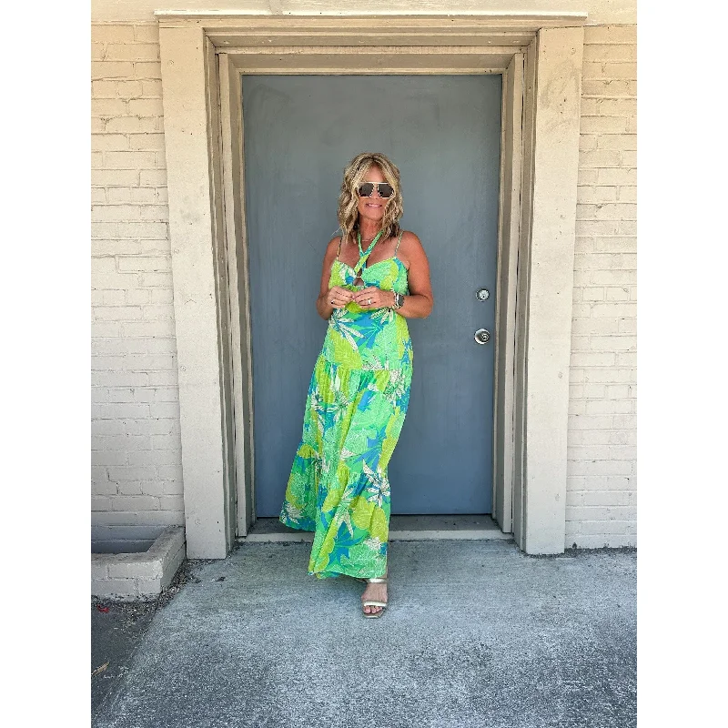 Miramar Sunrise Green Maxi Dress