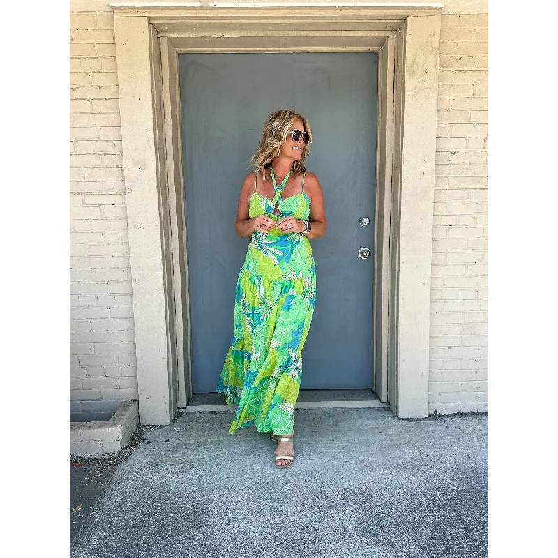 Miramar Sunrise Green Maxi Dress