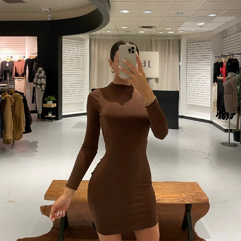 Mocha Backless Mini Dress