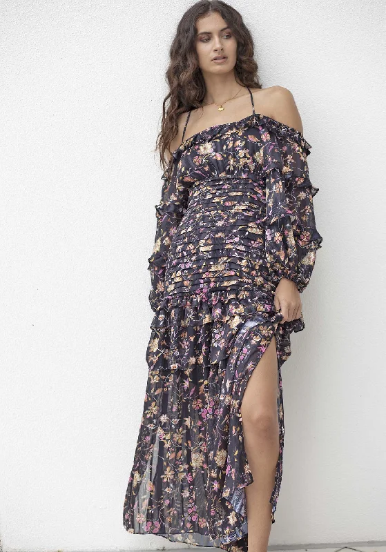 Night Chintz Billow Sleeve Maxi Dress