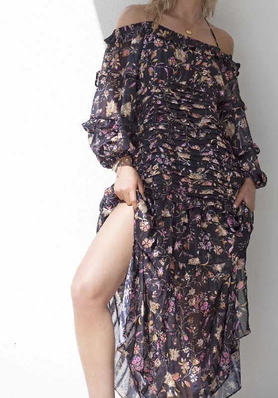 Night Chintz Billow Sleeve Maxi Dress