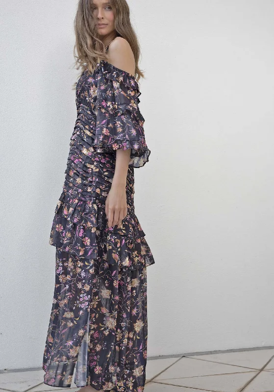 Night Chintz Billow Sleeve Maxi Dress