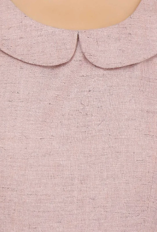 Orchid Pink Khadi Cotton Flared Peter Pan Collar Dress