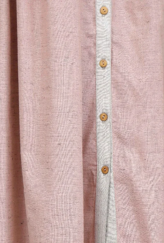 Orchid Pink Khadi Cotton Flared Peter Pan Collar Dress