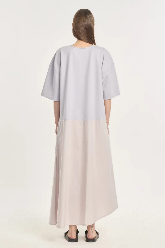 Organdy jersey & poplin casual dress