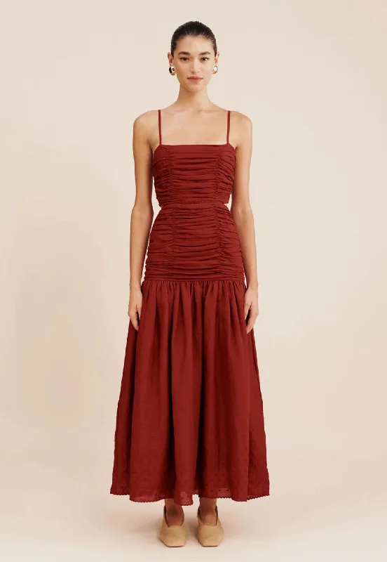 Aurelia Square Neck Dress - Merlot