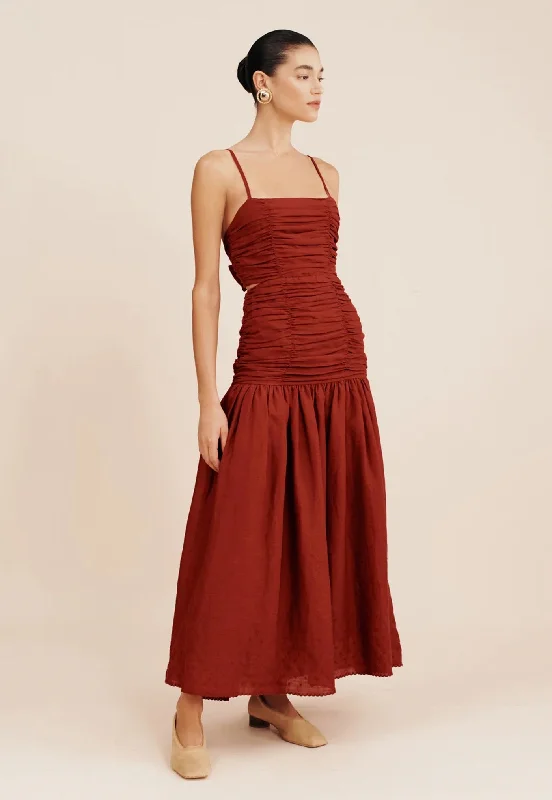 Aurelia Square Neck Dress - Merlot