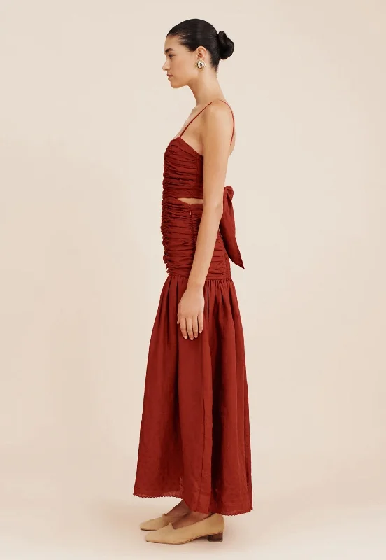 Aurelia Square Neck Dress - Merlot