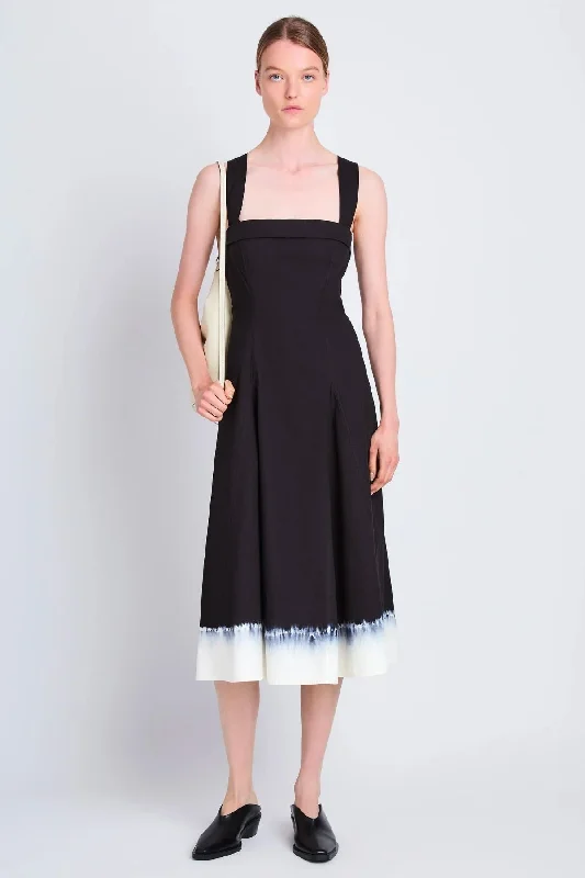 Proenza Schouler White Label Edie Dip Dye Cotton Dress - Black/ White