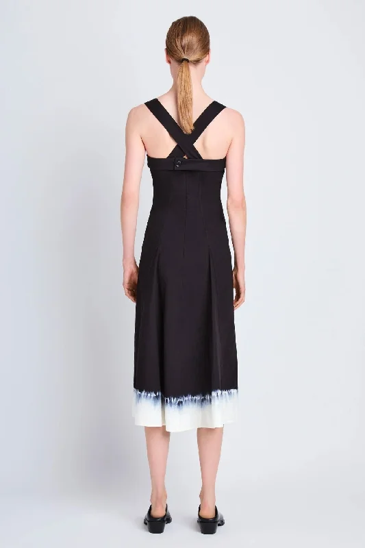 Proenza Schouler White Label Edie Dip Dye Cotton Dress - Black/ White