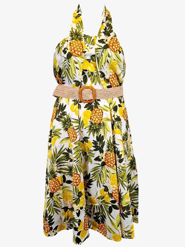 Review Tropical Halter Neck Midi Dress Size 14