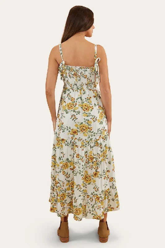 Rosabel Womens Maxi Dress - White/Yellow