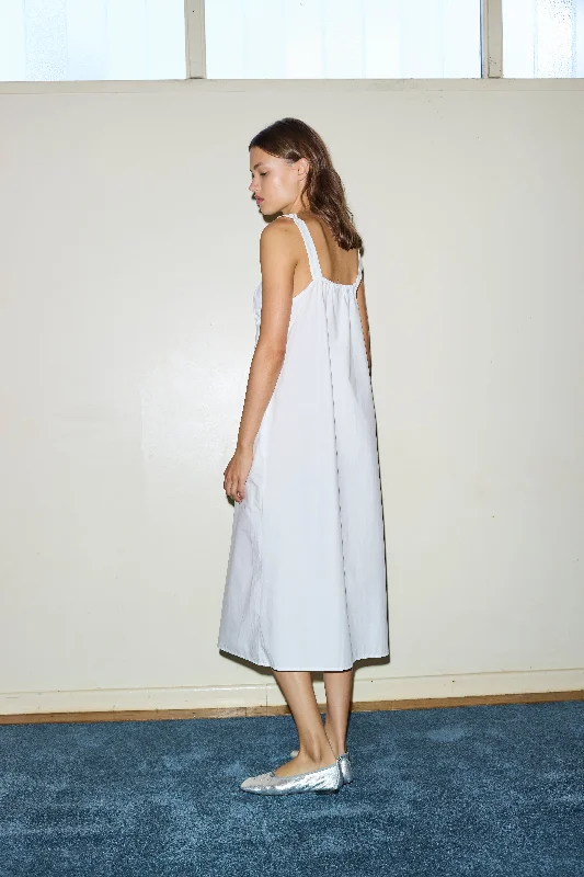 The Ruched Tie Dress - White