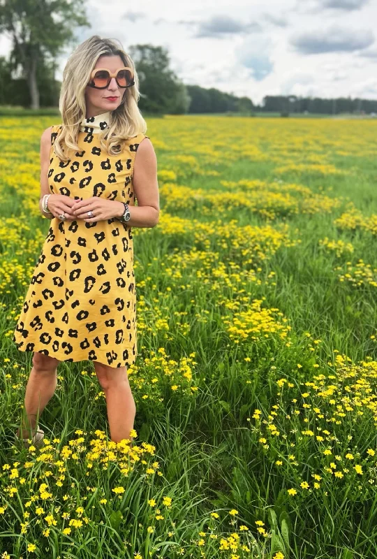 Sleeveless Mod Dress - Cheetah