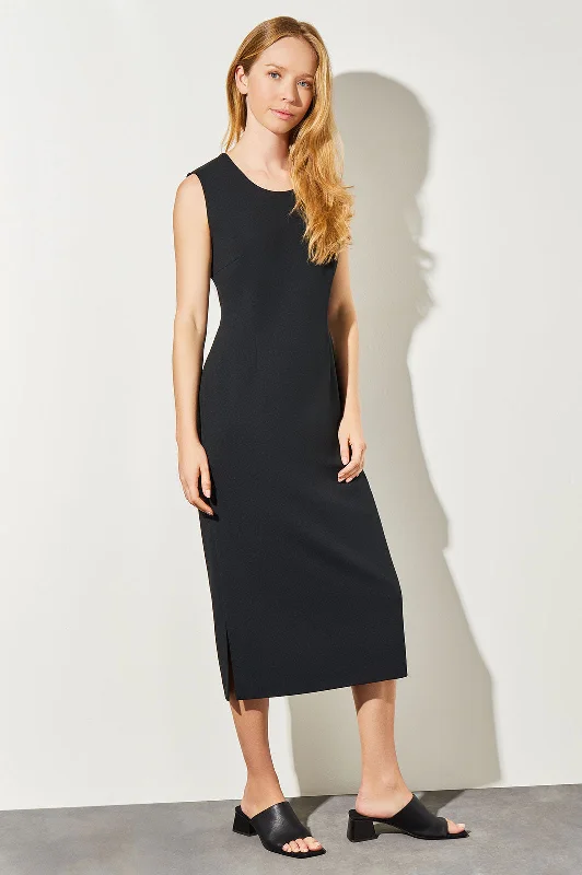 Stretch Deco Crepe Sheath Midi Dress