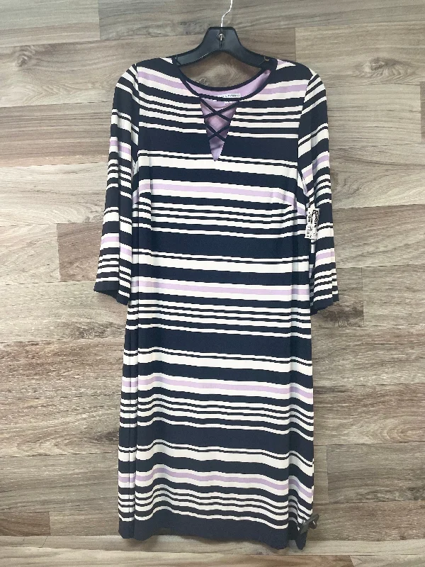 Striped Pattern Dress Casual Midi Sandra Darren, Size M