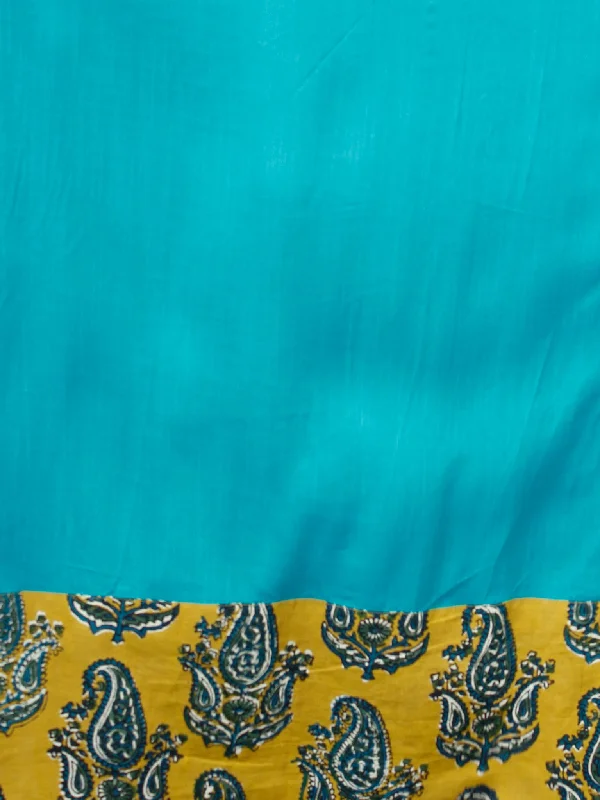 TEAL APPEAL - Hand Block Printed Long Cotton Dress - D347F1816