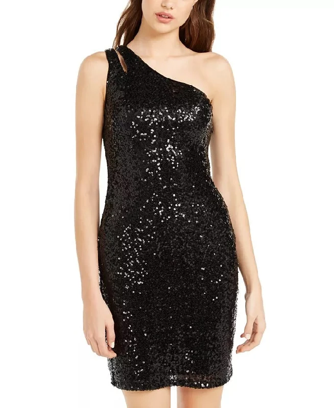 Teeze Me Juniors' One-Shoulder Sequin Dress Black Size 11