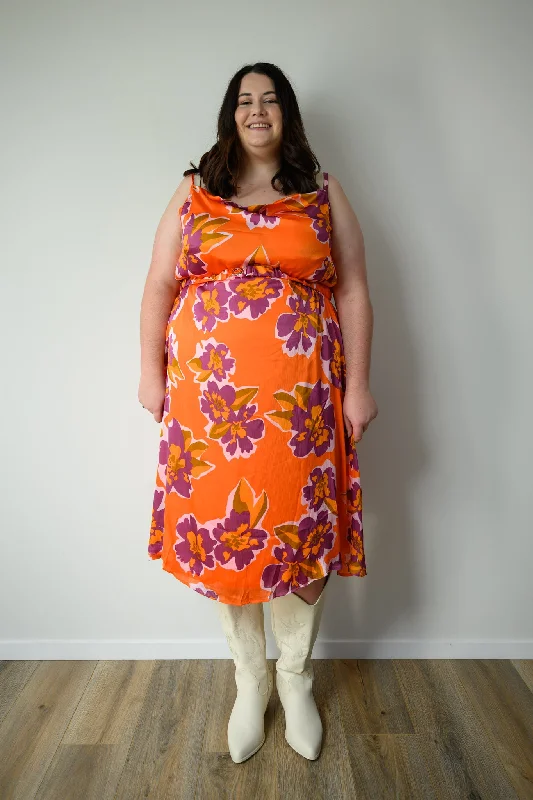 Teuila slip dress - orange floral