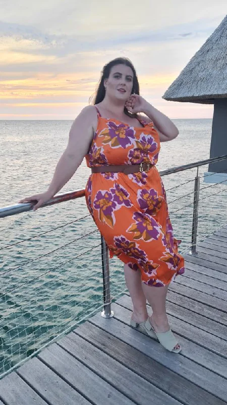 Teuila slip dress - orange floral