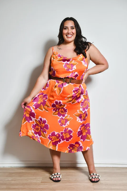 Teuila slip dress - orange floral