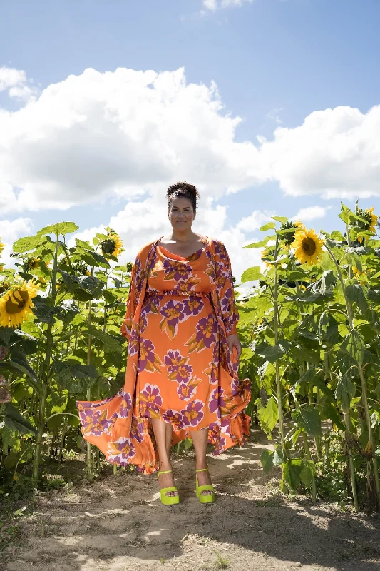 Teuila slip dress - orange floral