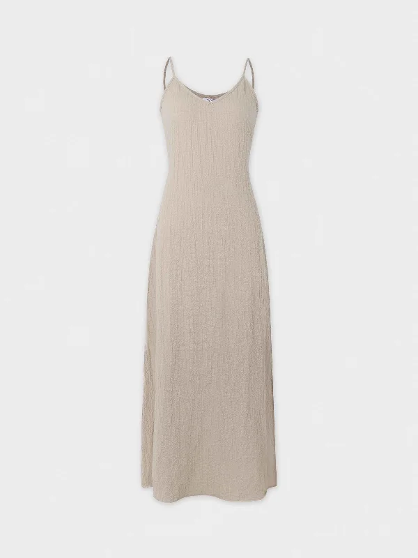 Textured Slip Dress-Taupe