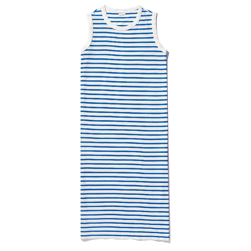 The Tank Dress - White/Royal Blue