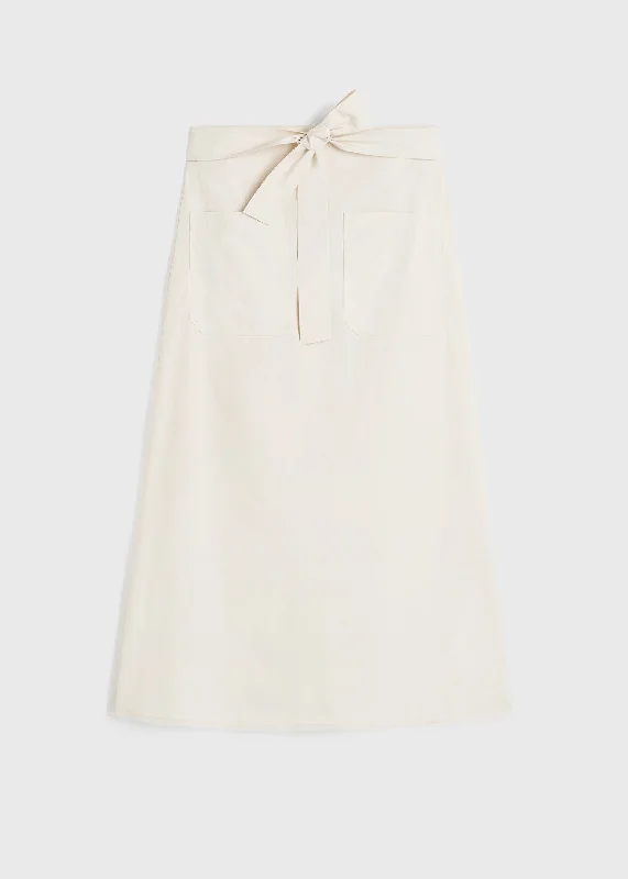 Tie-waist cotton skirt stone